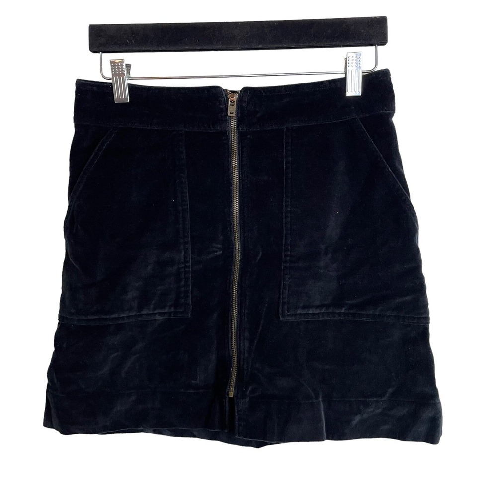 Marine‎ Layer Size 4 Velvet Full Zip A-Line Mini Skirt Pockets